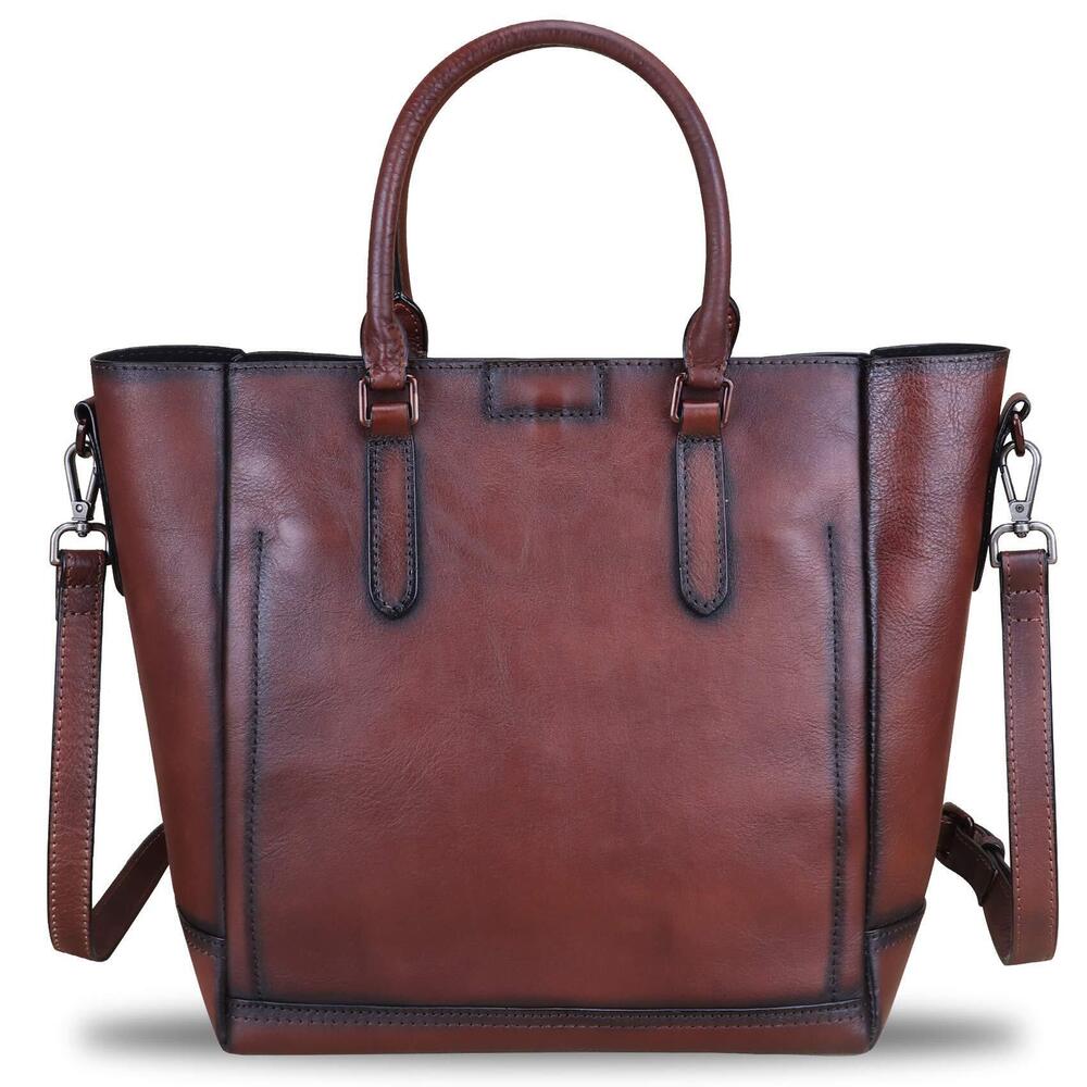 6666 Leather Handbags Vintage Handmade Tote Purse Cowhide Shoulder Bag